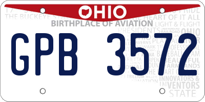 OH license plate GPB3572