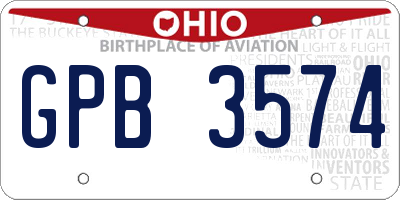 OH license plate GPB3574