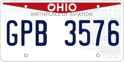 OH license plate GPB3576