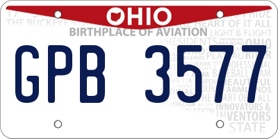 OH license plate GPB3577