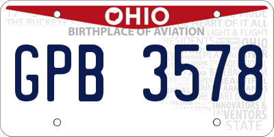 OH license plate GPB3578
