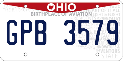 OH license plate GPB3579