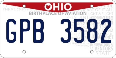 OH license plate GPB3582
