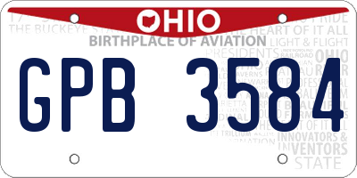 OH license plate GPB3584