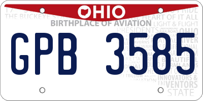 OH license plate GPB3585
