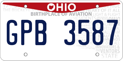 OH license plate GPB3587