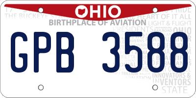 OH license plate GPB3588