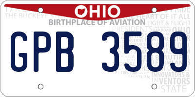 OH license plate GPB3589