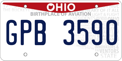 OH license plate GPB3590