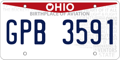 OH license plate GPB3591