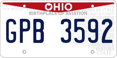 OH license plate GPB3592