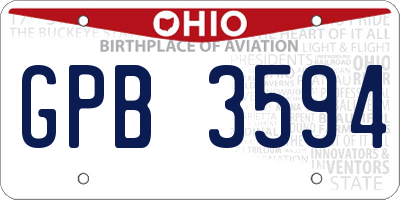 OH license plate GPB3594
