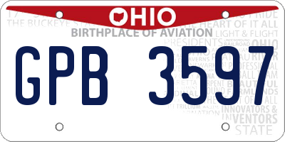 OH license plate GPB3597