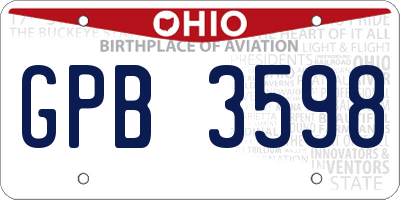 OH license plate GPB3598