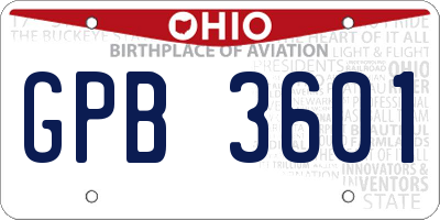 OH license plate GPB3601
