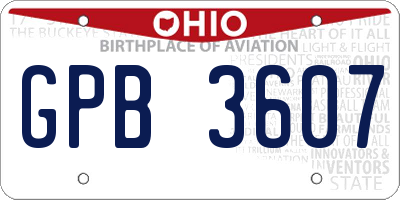OH license plate GPB3607