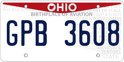 OH license plate GPB3608