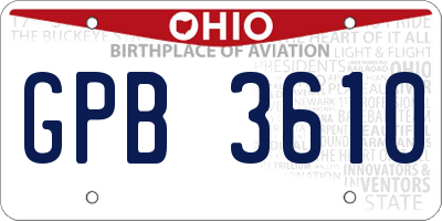 OH license plate GPB3610
