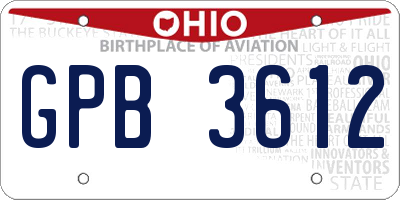 OH license plate GPB3612