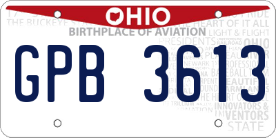 OH license plate GPB3613