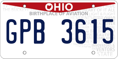 OH license plate GPB3615