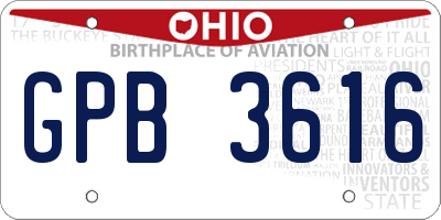 OH license plate GPB3616