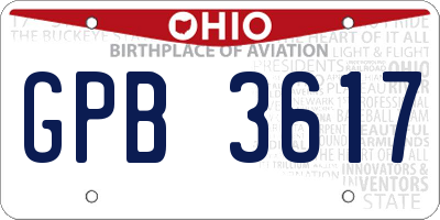 OH license plate GPB3617