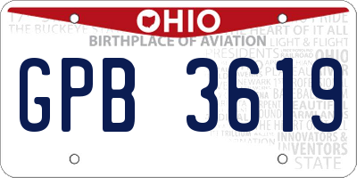 OH license plate GPB3619