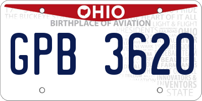 OH license plate GPB3620
