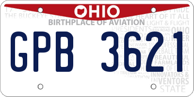 OH license plate GPB3621