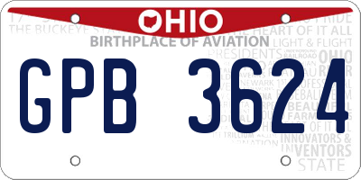 OH license plate GPB3624