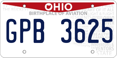 OH license plate GPB3625
