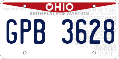 OH license plate GPB3628