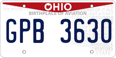 OH license plate GPB3630