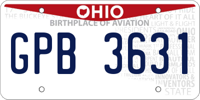 OH license plate GPB3631