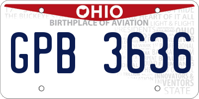 OH license plate GPB3636