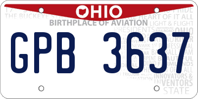 OH license plate GPB3637