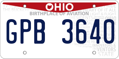 OH license plate GPB3640