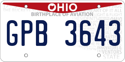 OH license plate GPB3643