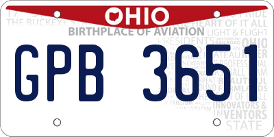 OH license plate GPB3651