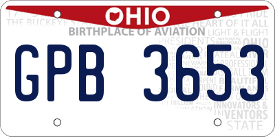 OH license plate GPB3653
