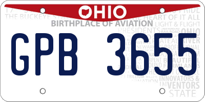 OH license plate GPB3655