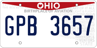OH license plate GPB3657