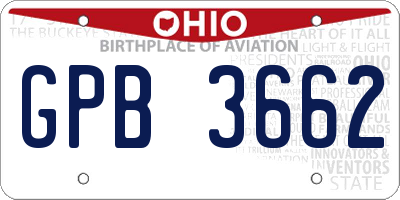 OH license plate GPB3662