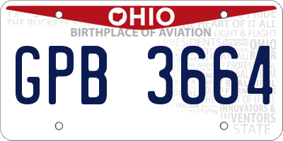 OH license plate GPB3664