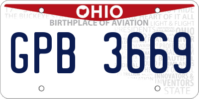 OH license plate GPB3669