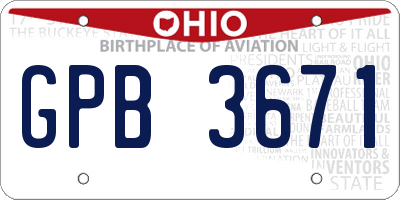 OH license plate GPB3671