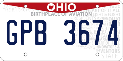 OH license plate GPB3674