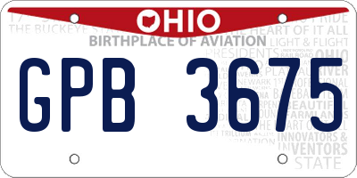 OH license plate GPB3675