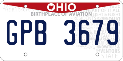 OH license plate GPB3679